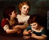Children With A Bird's Nest And Flowers by Angelica Kauffmann